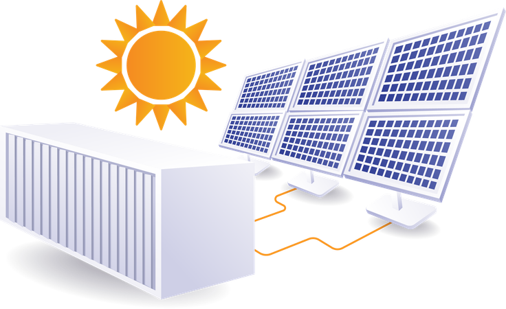 Eco verde para grandes baterias que armazenam painéis de energia solar  Ilustração