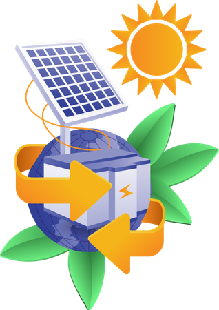 Eco with solar panel energy  Illustration