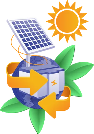 Eco with solar panel energy  Illustration