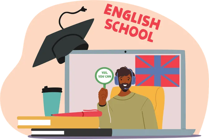 École d'anglais virtuelle  Illustration