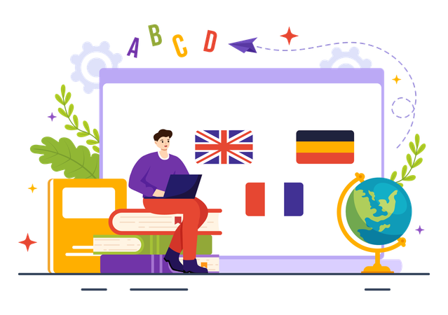 École de langues en ligne  Illustration