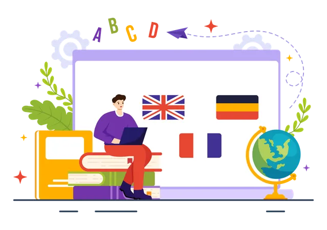 École de langues en ligne  Illustration