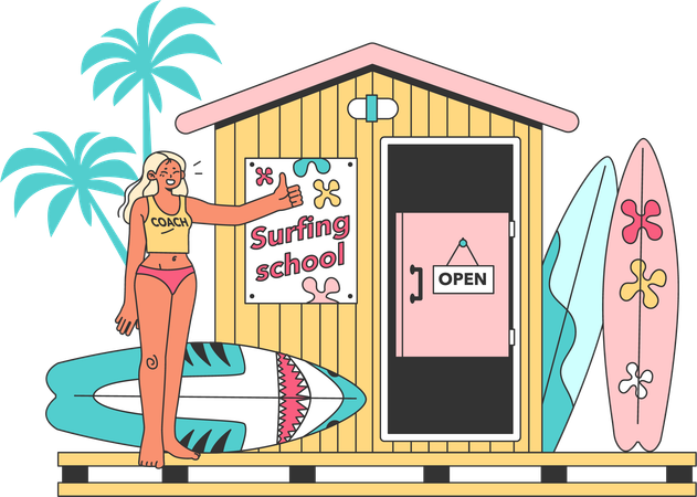 École de surf  Illustration