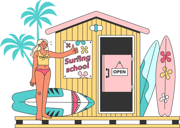 École de surf  Illustration