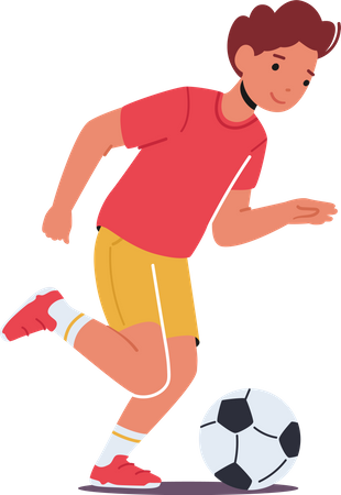 Écolier, jouer football  Illustration