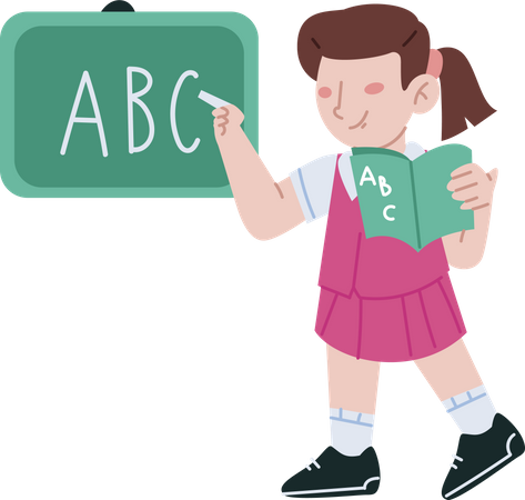 Écolière apprenant les alphabets  Illustration