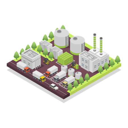 Planta industrial ecológica  Ilustración