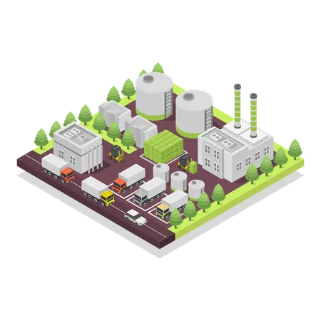 Planta industrial ecológica  Ilustración