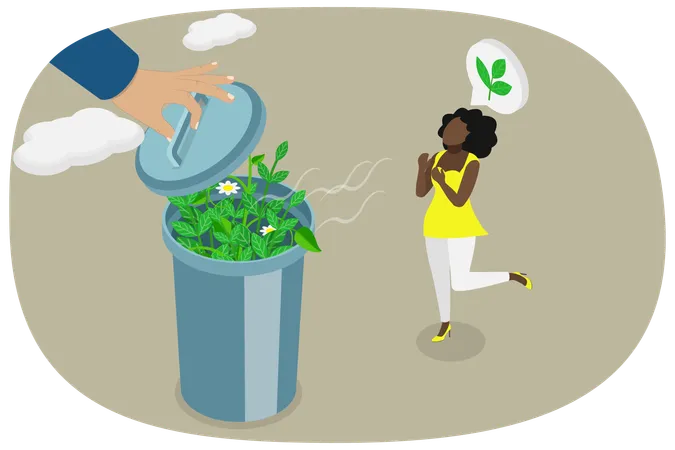 3 D Isometric Flat Vector Illustration Of Nature Friendly Trash Management Ecological Lifestyle And Sustainable Development Illustration