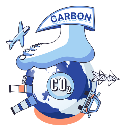 Ecological problems air and atmosphere carbon pollution  Illustration