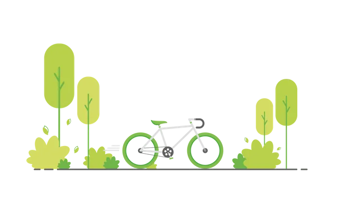 Andar De Bicicleta Na Natureza Ecologicamente Limpa Fora Da Cidade Bicicleta Na Natureza Dia Mundial Sem Carro Verde Projeto Plano Episodio 10 Ilustração