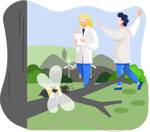 Ecologists scientists conduct insect research  Illustration
