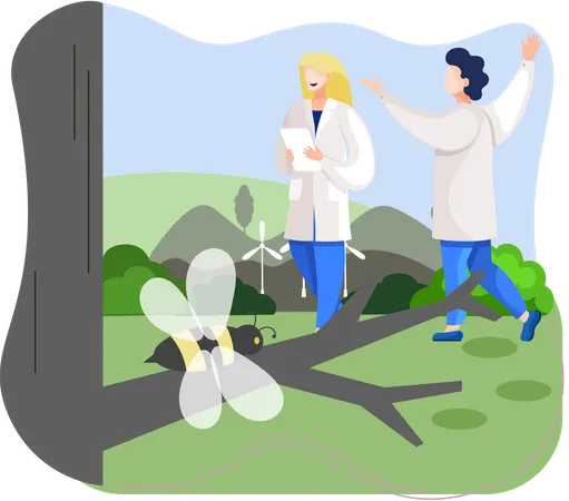 Ecologists scientists conduct insect research  Illustration