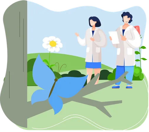 Ecologists scientists conduct insect research  Illustration