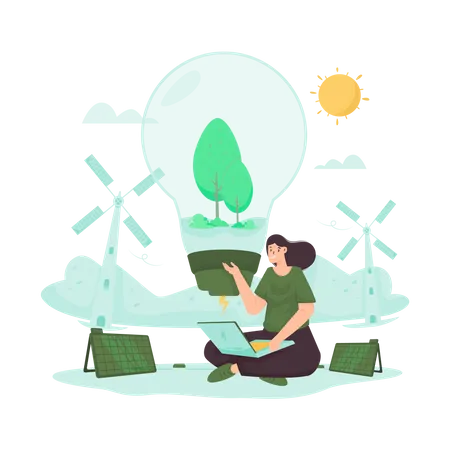 Ecology renewable energy  Illustration