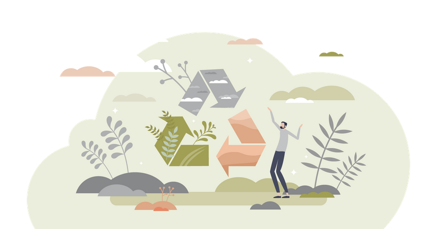 Ecology resources consumption and nature friendly materials recycling  Illustration