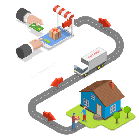 Ecommerce Working Process  Illustration