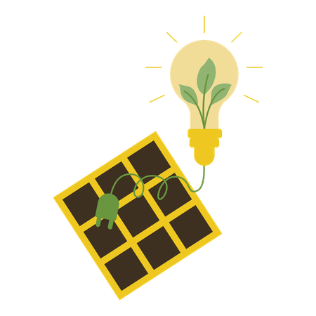 Economia de energia com energia solar  Ilustração