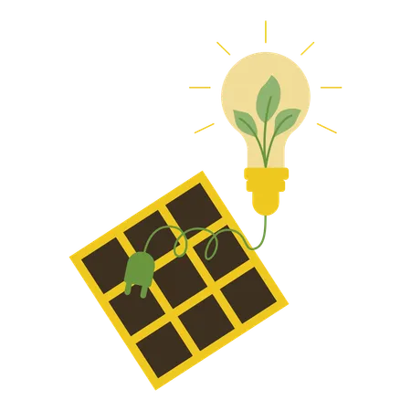 Economia de energia com energia solar  Ilustração