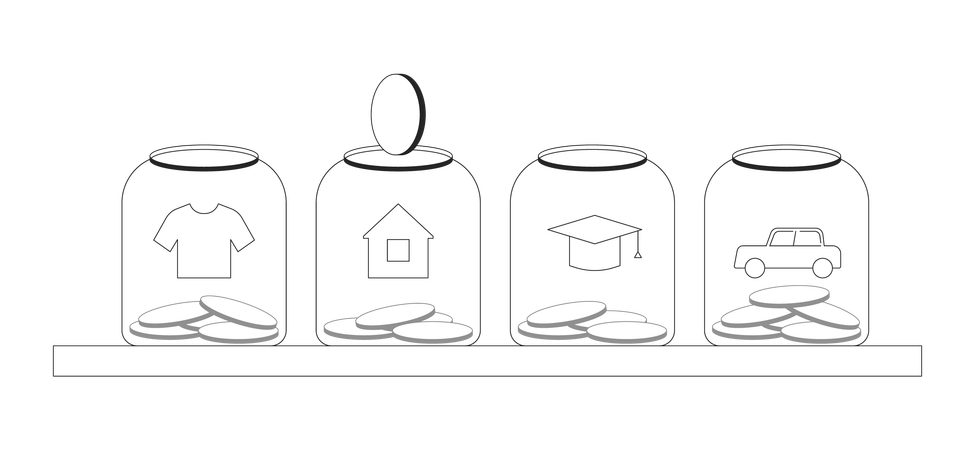 Poupança organizada para os principais objetivos da vida  Ilustração