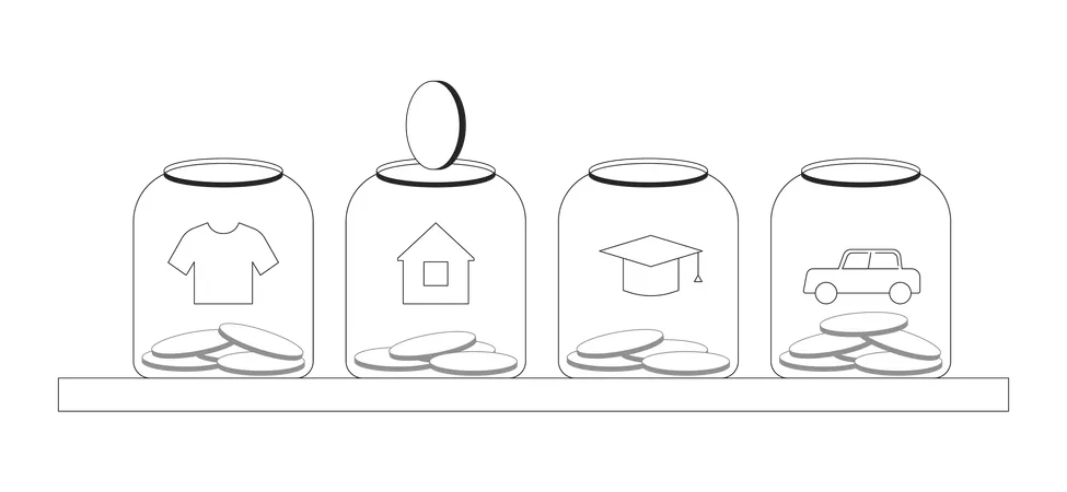 Poupança organizada para os principais objetivos da vida  Ilustração