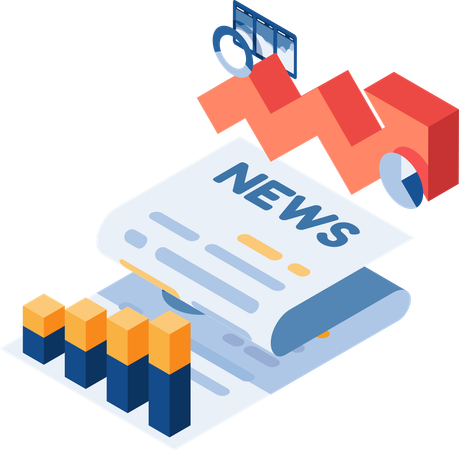 Economic Newspapers with Financial Chart  Illustration