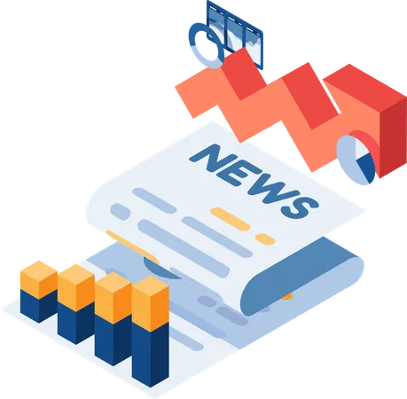 Economic Newspapers with Financial Chart  Illustration
