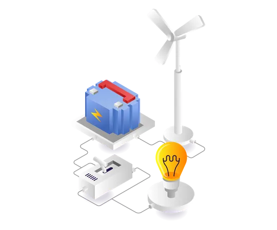 Économiser l'énergie des éoliennes pour l'électricité  Illustration