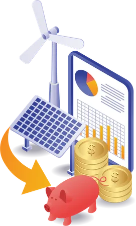 Économisez de l'argent avec la technologie des panneaux solaires  Illustration