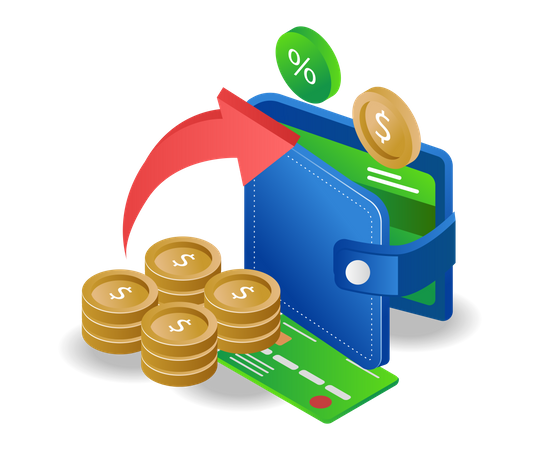 Économiser de l'argent dans le portefeuille  Illustration