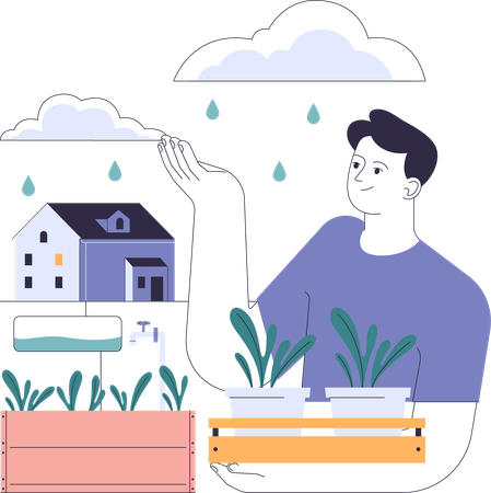 Économiser l'eau de pluie  Illustration