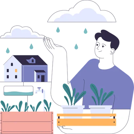 Économiser l'eau de pluie  Illustration