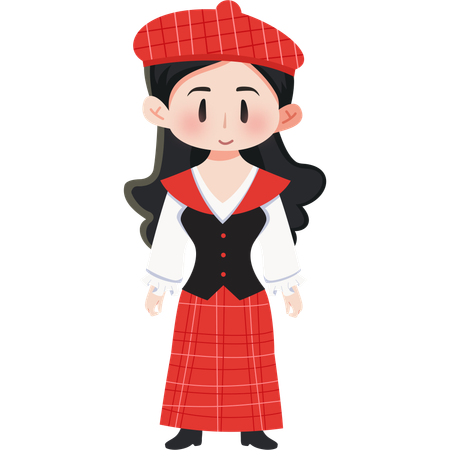 Fille en kilt écossais  Illustration