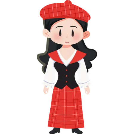 Fille en kilt écossais  Illustration