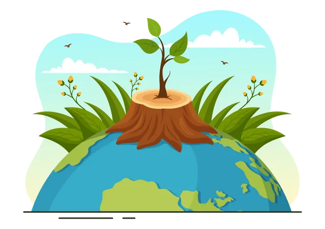 World Nature Conservation Day Vector Illustration With World Map Tree And Eco Friendly Ecology In Flat Cartoon Hand Drawn Landing Page Templates Illustration