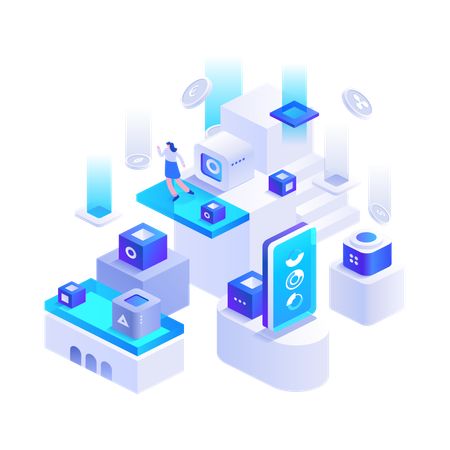 Écosystème Blockchain et échange d'actifs numériques  Illustration