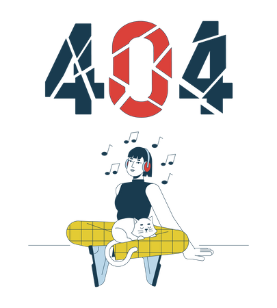 Écoute de musique message flash 404  Illustration