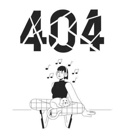 Écoute de musique message flash 404  Illustration