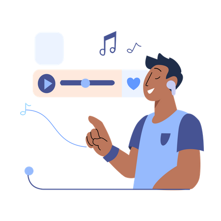 Écouter de la musique avec un casque  Illustration