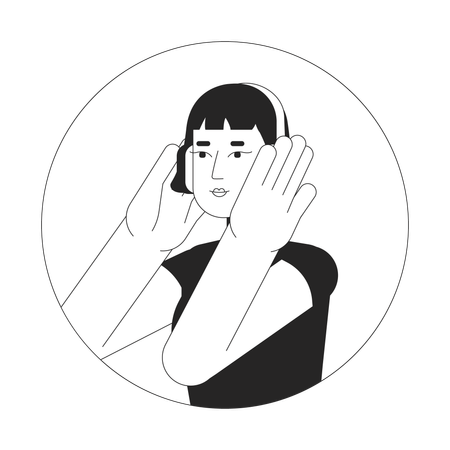 Écouteurs asiatiques pour adolescentes  Illustration