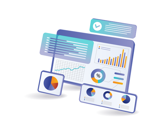 Écran de gestion des données d'analyse du développement commercial  Illustration