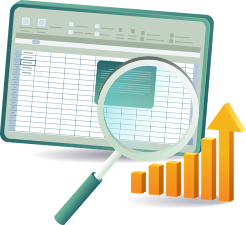 Écran d'ordinateur portable affichant une feuille de calcul d'optimisation des moteurs de recherche dans l'application xls  Illustration