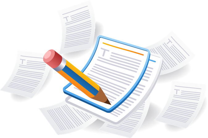 Écrire beaucoup d'informations sur papier  Illustration