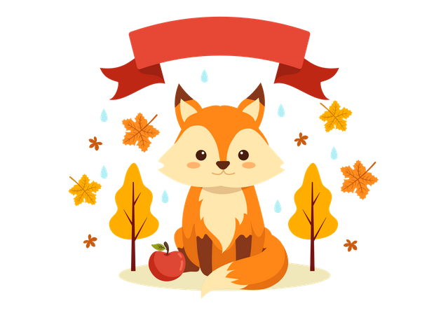 Écureuil à la pomme  Illustration