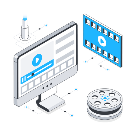 Edição de vídeo no computador  Ilustração