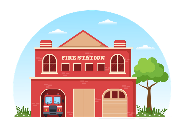 Edificio del departamento de bomberos  Ilustración