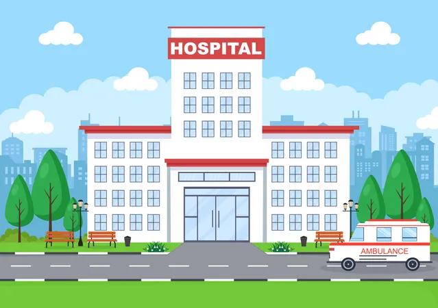 Edificio hospitalario para atención sanitaria  Ilustración