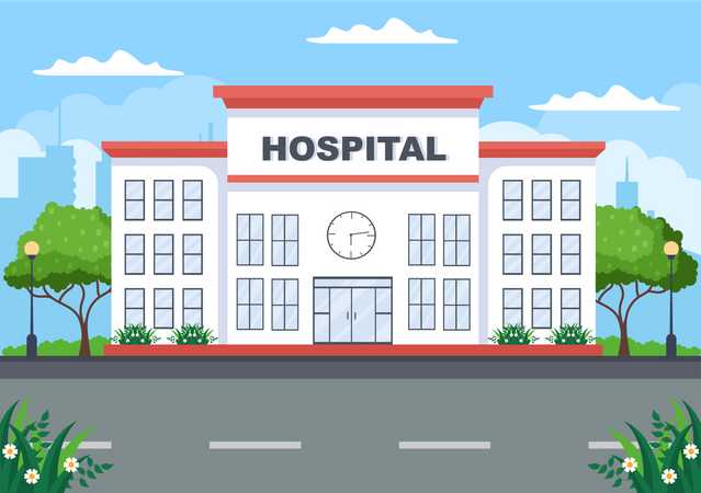 Edificio hospitalario para atención sanitaria  Ilustración