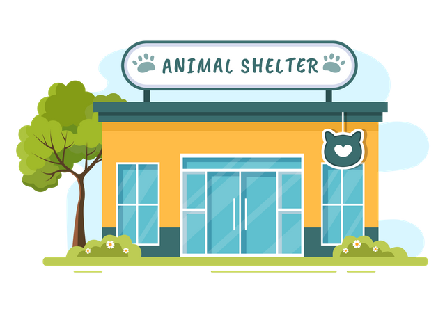 Edificio de refugio de animales  Ilustración