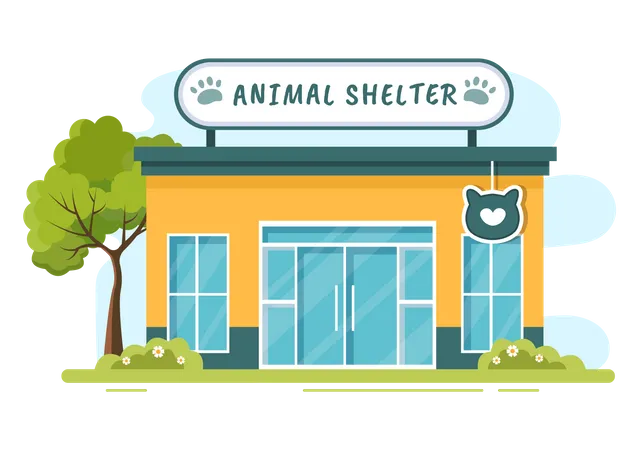 Edificio de refugio de animales  Ilustración